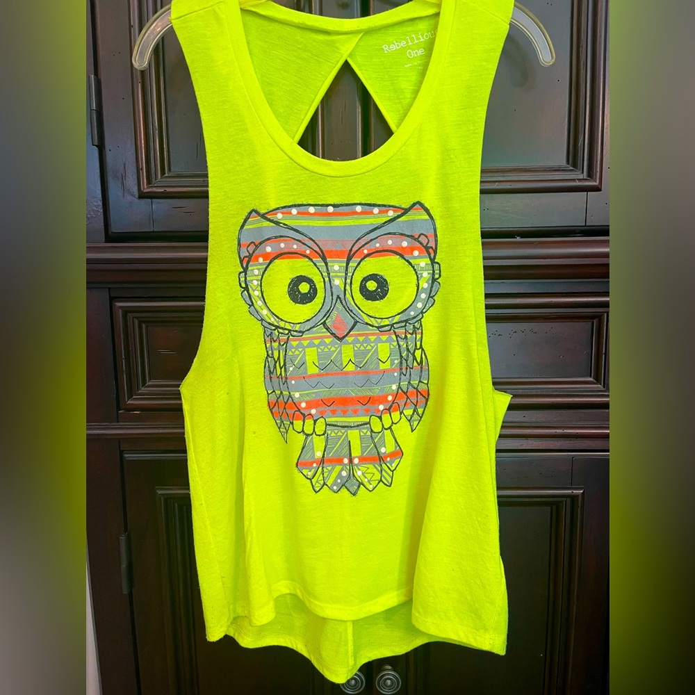 Neon Owl Twisted Tank Top
